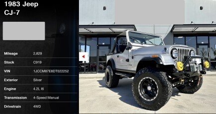 Photo 1 for 1983 Jeep CJ 7 for Sale by Owner
