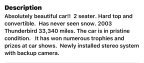 Thumbnail Photo 6 for 2003 Ford Thunderbird for Sale by Owner