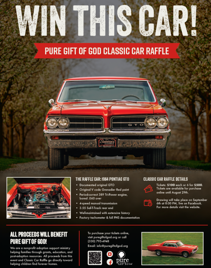 Pure Gift of God Summer Car Raffle - 1964 Pontiac GTO