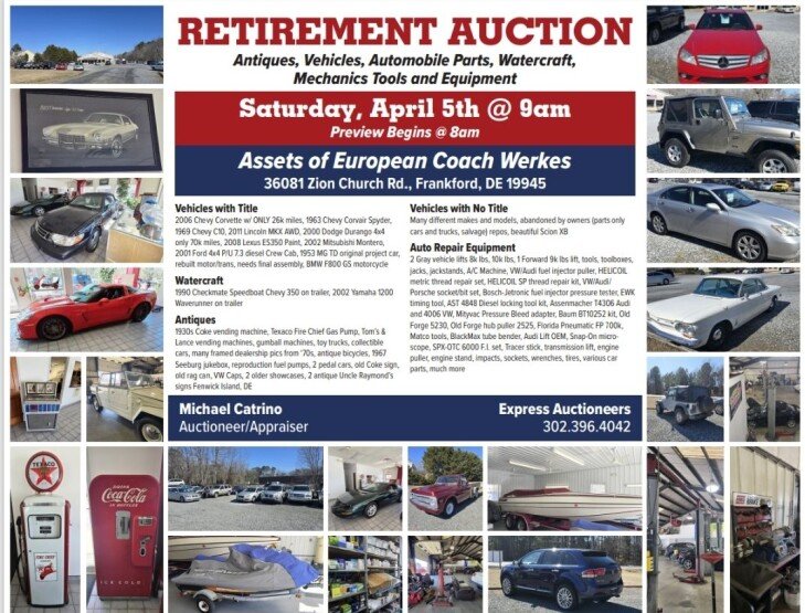 PUBLIC AUCTION - Antiques, Vehicles, Auto Parts, Watercraft, Mechanics Tools and Equipment