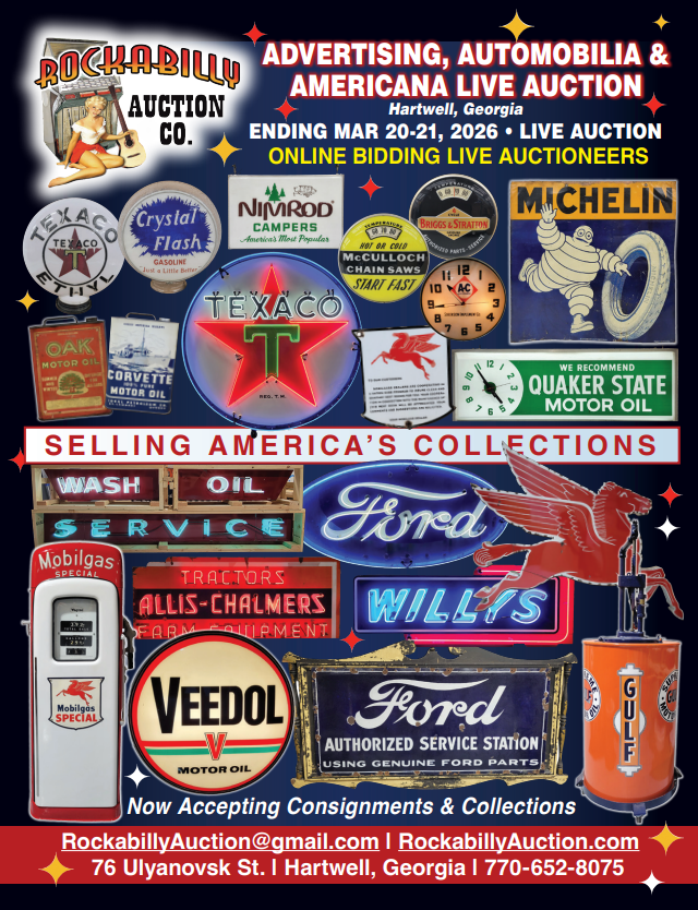 Advertising, Automobilia & Americana Live Auction with Online Bidding