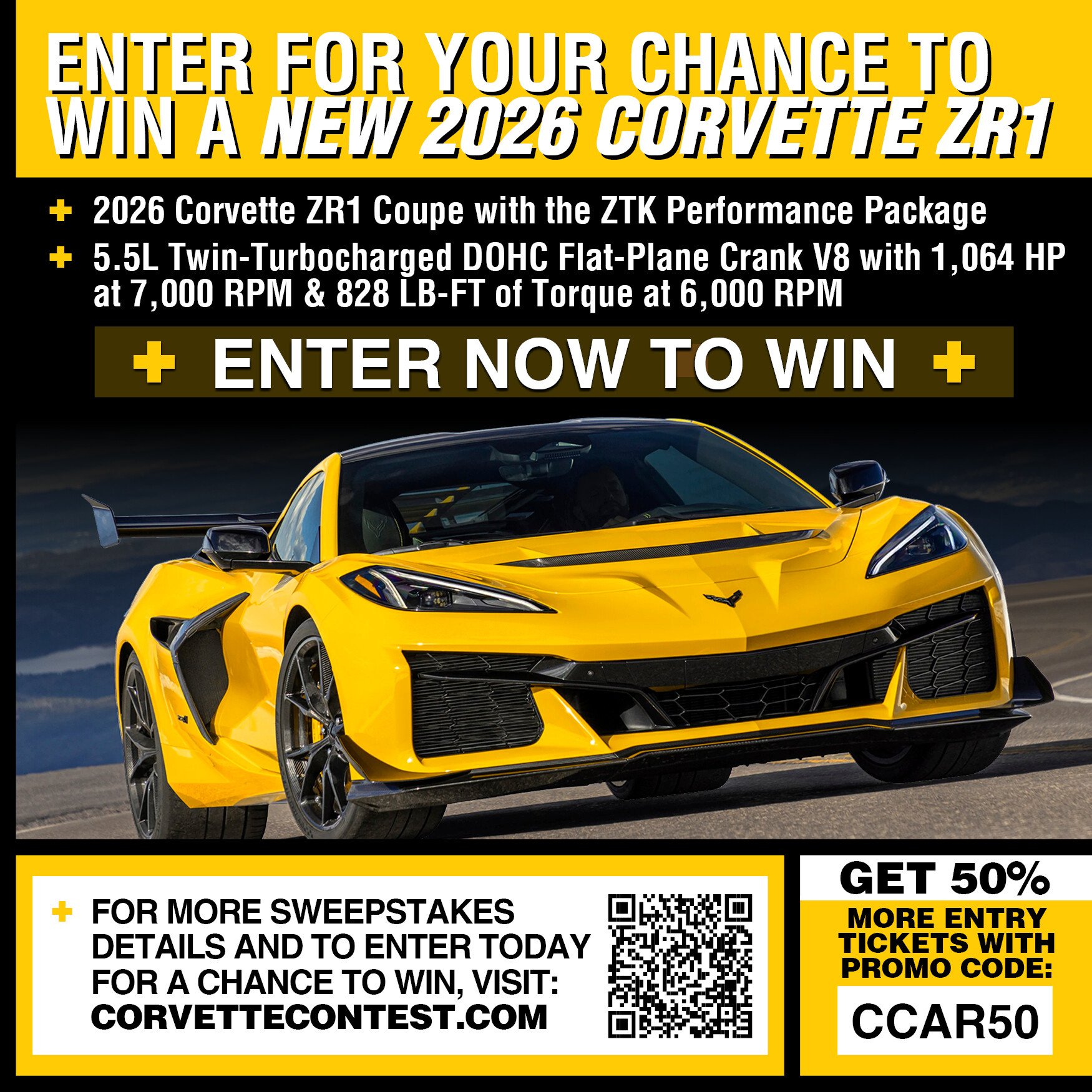 Chip Miller Raffle Win a 2026 Corvette ZR1 with the ZTK Performance Package!