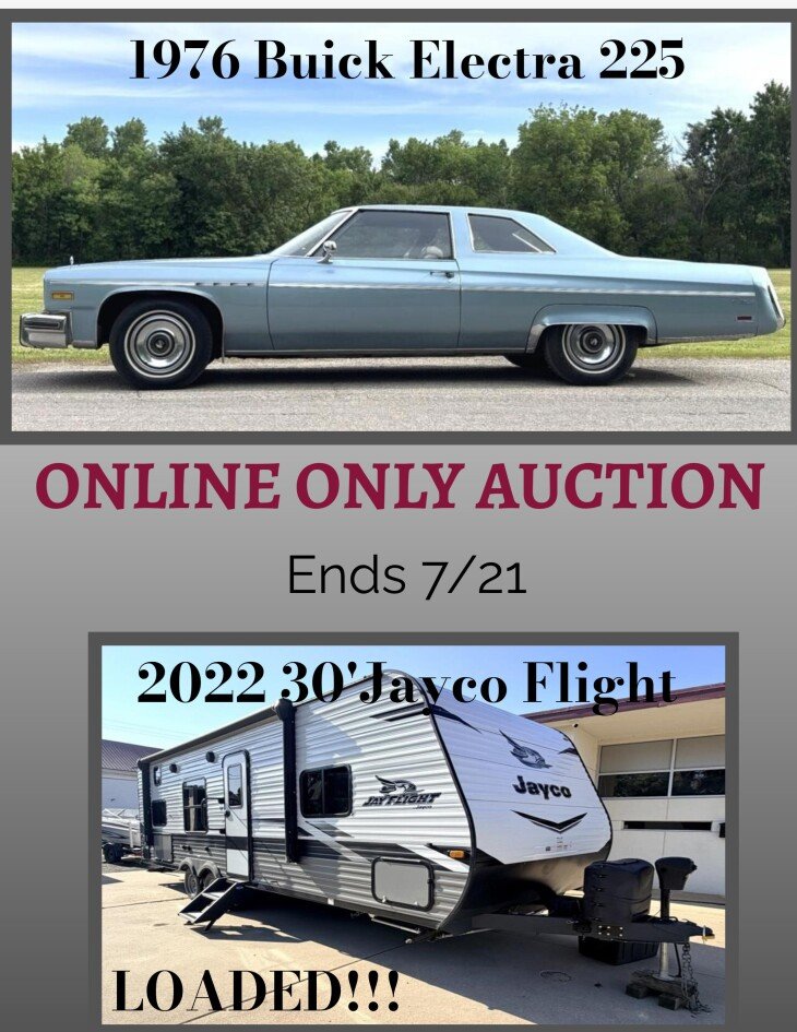 1976 BUICK ELECTRA 225 & 2022 JAYCO 30' CAMPER - ONLINE ONLY AUCTION