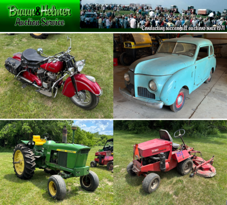 Estate Auction of Norwin H. Raus Jr: Tractors, Cars, Indian Motorcycle & More